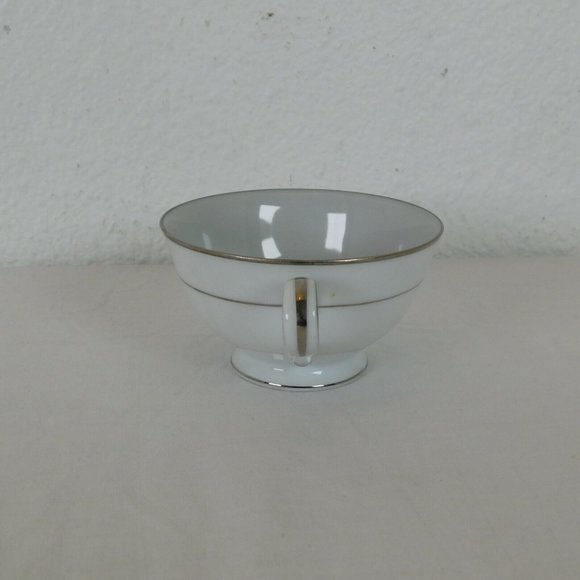 Set Noritake Grayburn Footed Cup 2.25" tall & Saucer 5 5/8" dia Platinum Trim - Picture 6 of 10